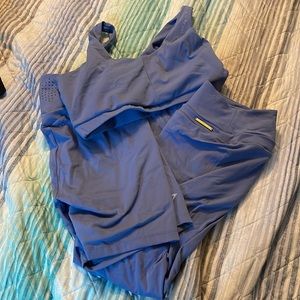 Whitney Simmons gymshark f1st collection blue bra, shorts, and leggings size xl.